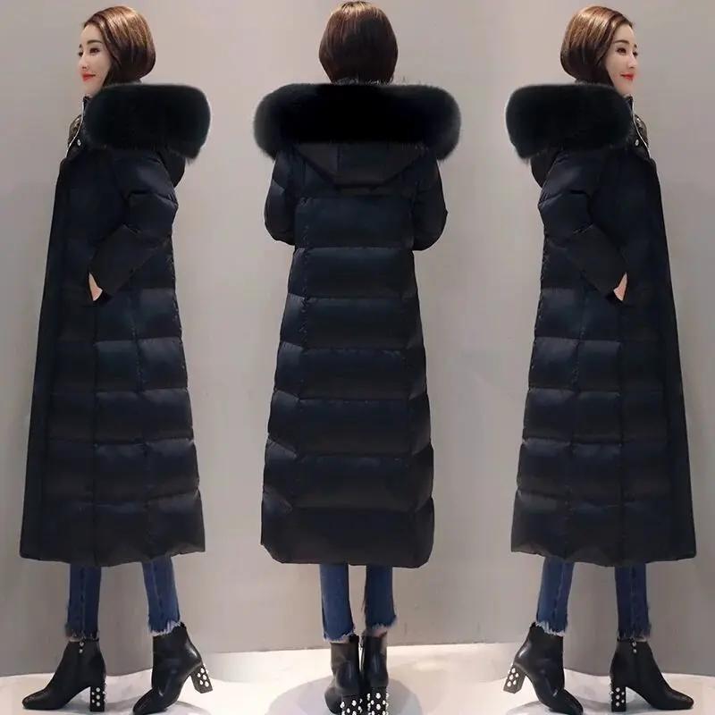 2023新款羽绒羽绒服女中长款修身过膝长款棉衣女加厚冬