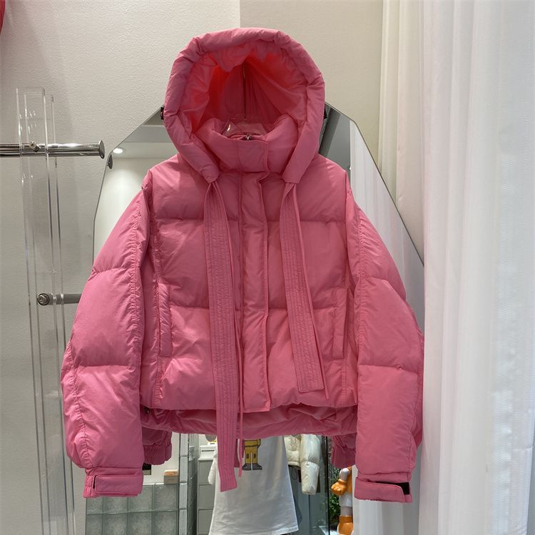冬季爆款韩版羽绒服女装短款连帽加厚时尚小个子白鸭绒面包服外套