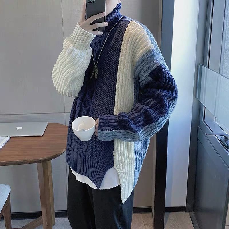 毛衣男潮流学生百搭高领毛衣加厚韩版个性打底针织衫秋冬宽松ins