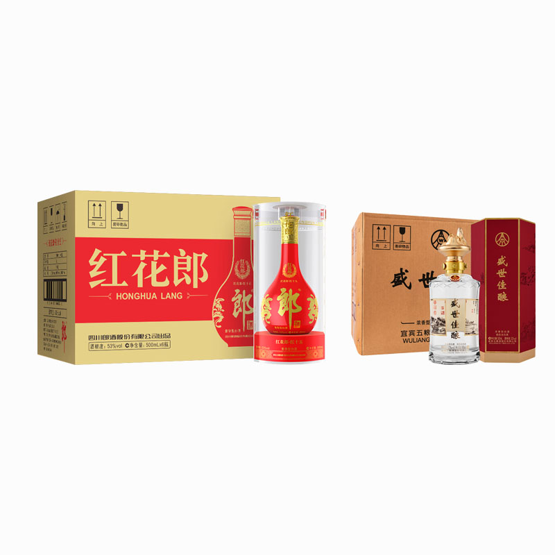 红花郎·红十五酱香型 53度500ml*6+盛世佳酿浓香型52度500ml*6