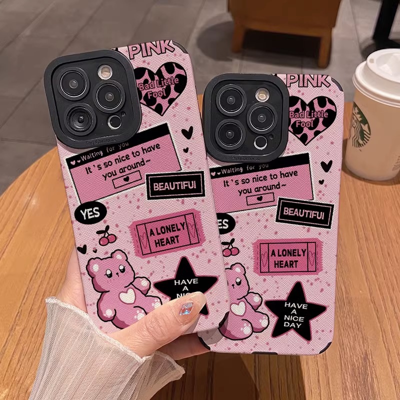 甜美小熊苹果15手机壳iPhone14/13卡通12/11promax新款xr/xs防摔8