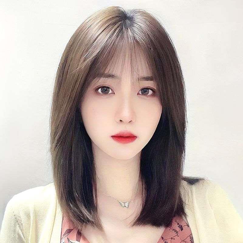 假发真发全真人发自然短发全头套女新款波波头锁骨整顶假发套长发