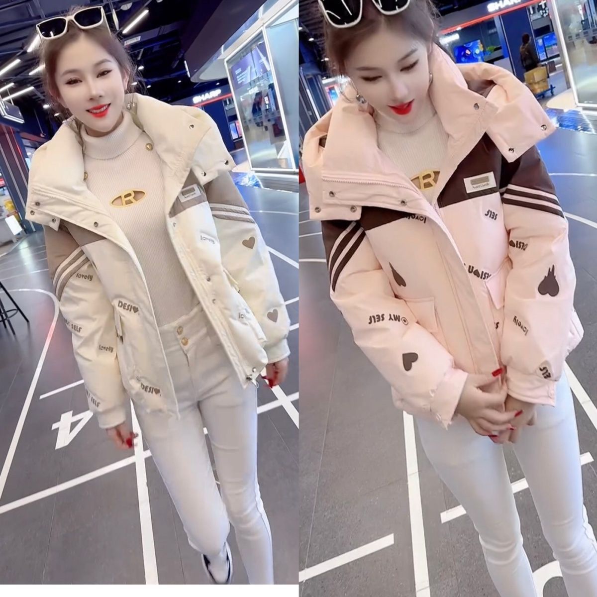 波司澄 高品质短款羽绒服立体爱心2023冬新款连帽小个子宽松保暖