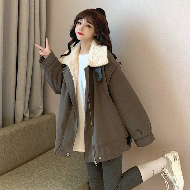 派克服2023新款棉服设计感韩国女潮ins冬季加绒加厚宽松学生外套