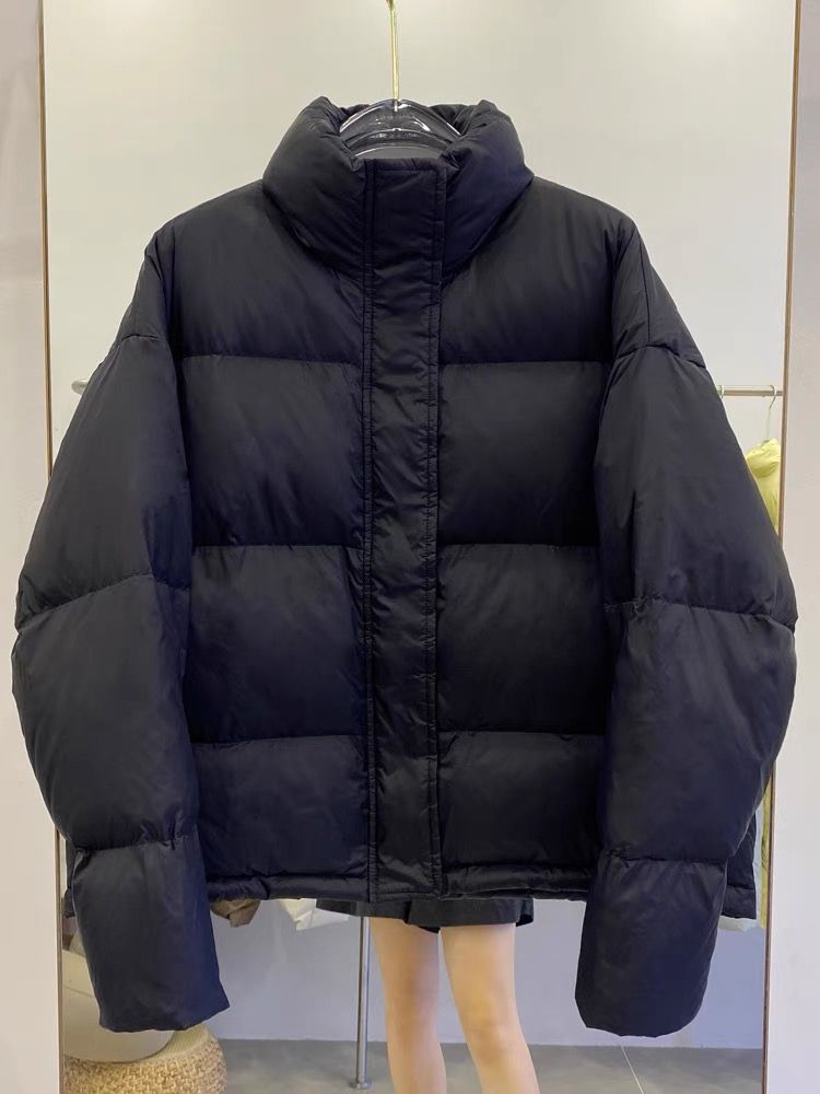 小个子短款羽绒服女2023冬新款立领韩系宽松显瘦面包服白鸭