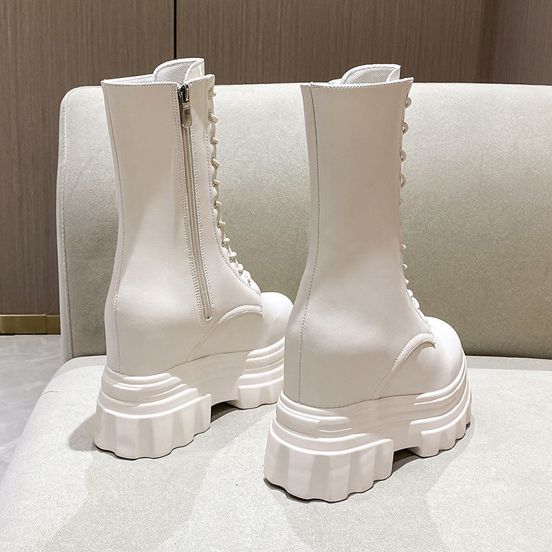 红蜻蜓牌英伦风马丁靴女秋季2023年新款内增高小个子厚底短靴34码