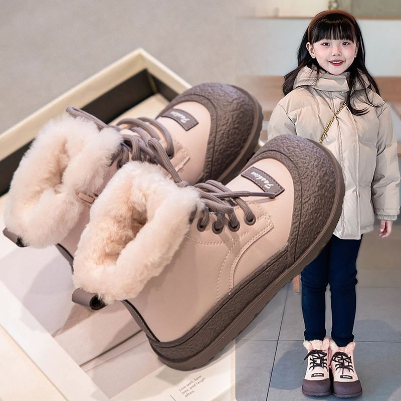 女童雪地靴2023新款冬季加绒加厚棉靴儿童防水防滑东北女孩大棉鞋