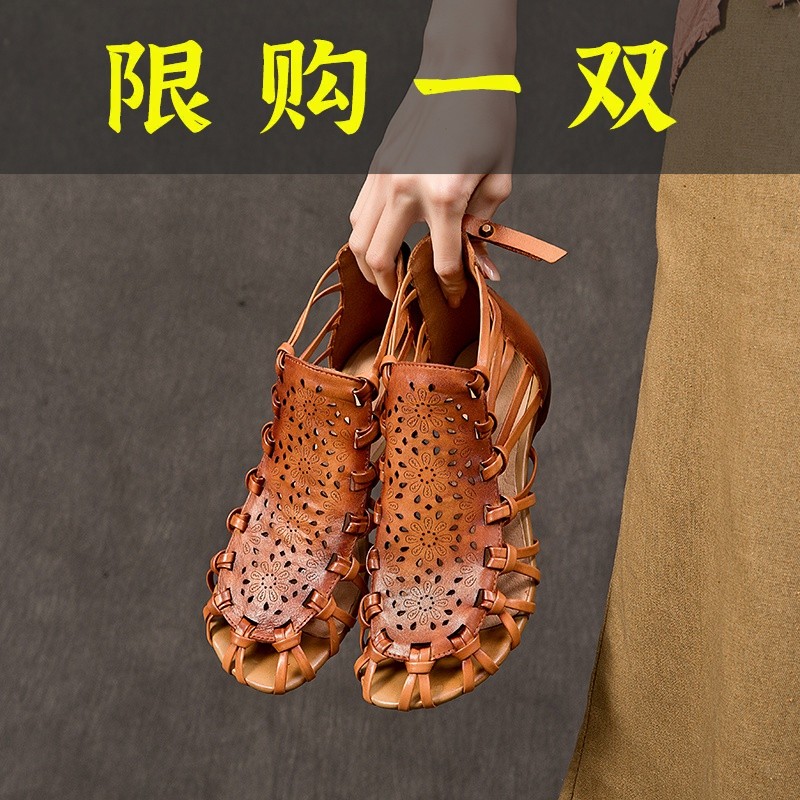 百丽纯爱品牌折扣女凉鞋舒适时尚软底软面防滑低跟女鞋子透气露