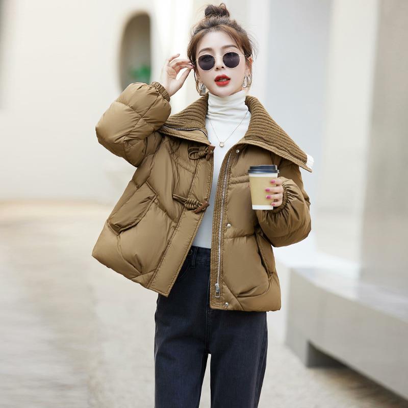 短版衣女2023冬季新款小个子高端欧货小香风大翻领加厚面包服