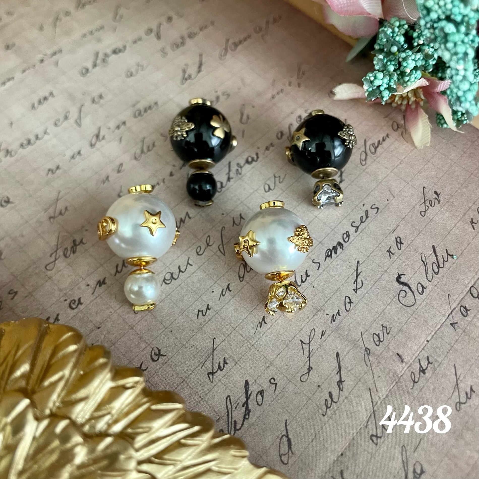 时尚气质百搭轻奢精致高级感设计师珠珠耳圈饰品~4438