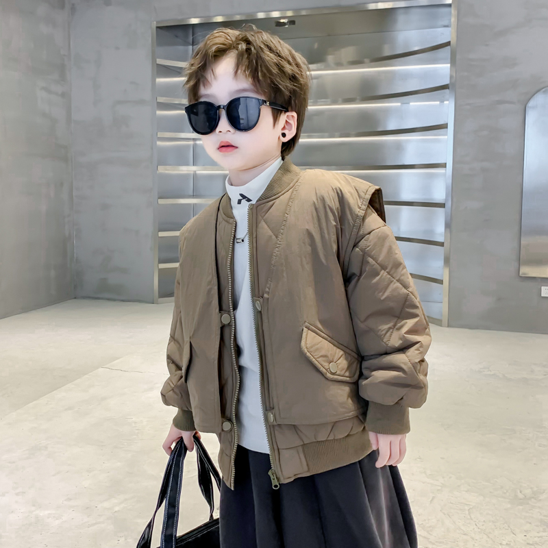 男童棉衣冬季洋气夹棉外套儿童加厚马夹两件套秋冬装小宝宝棉服潮