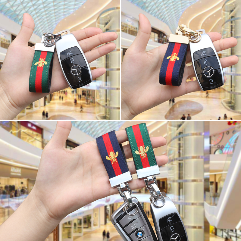 摩托车钥匙扣防丢失铃木本田川崎雅马哈豪爵机车创意挂件链环皮绳