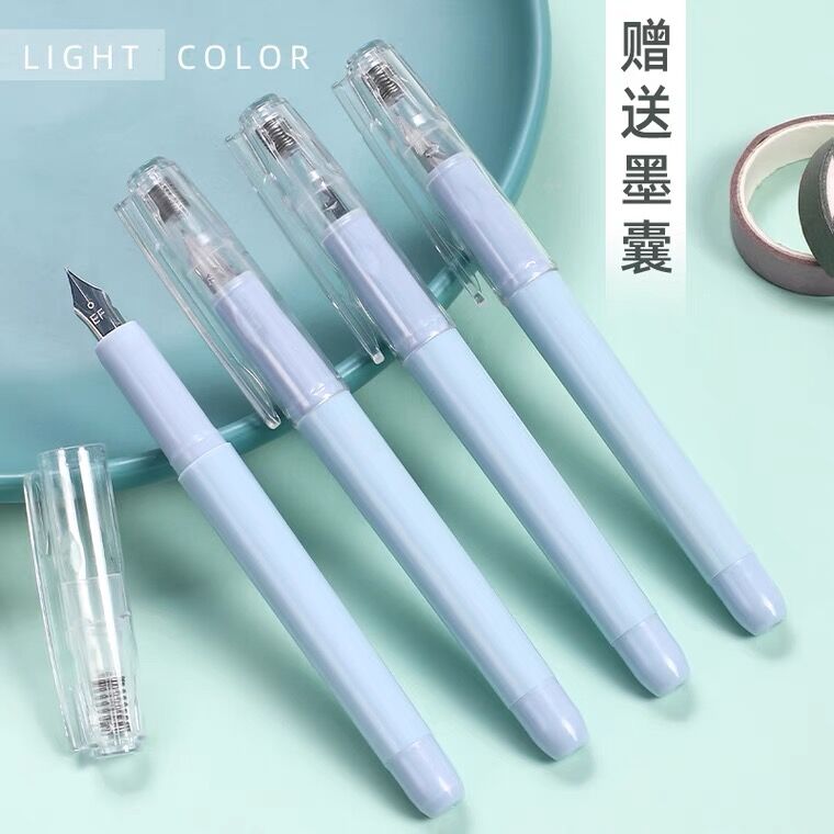 辽菲小学生三年级练字钢笔可换墨囊EF尖0.5黑蓝色墨蓝白雪换囊式