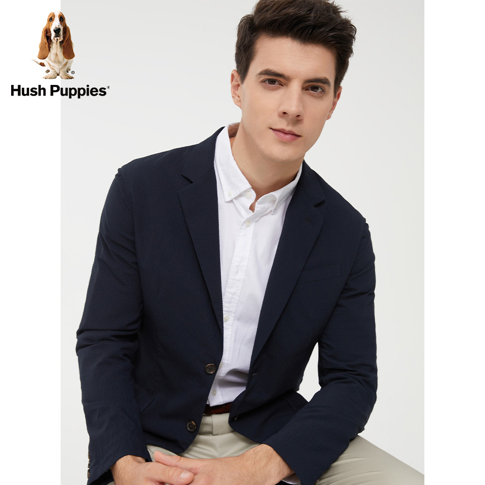 Hush Puppies暇步士男装2023春泡泡纱肌理感西装外套男|PX-22131D