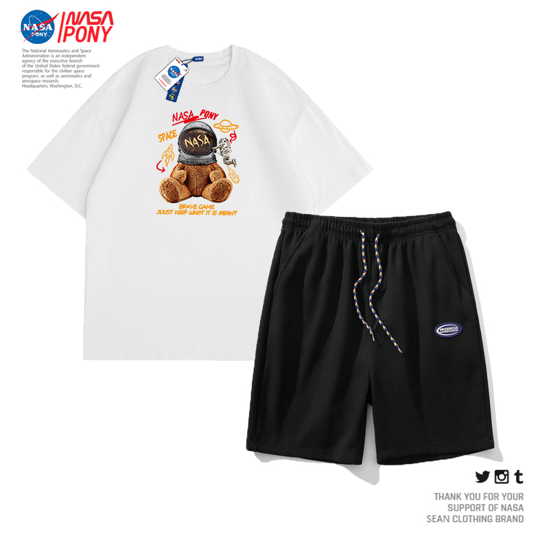 【菲菲专享】NASA线上联名2022夏季情侣休闲运动跑步短裤短袖套装