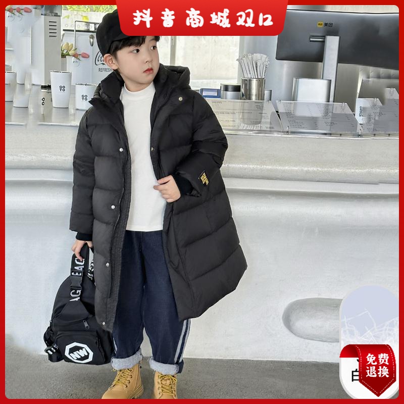 安踏流行男童羽绒服冬季2023新款儿童男孩中长款冬装外套中大童加