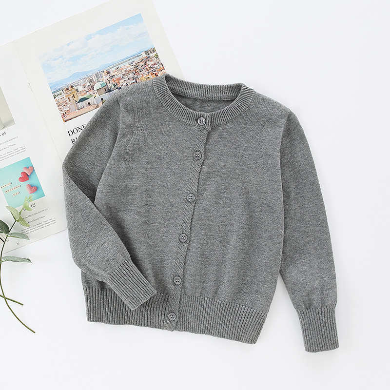 棉致儿童针织衫开衫灰色-170