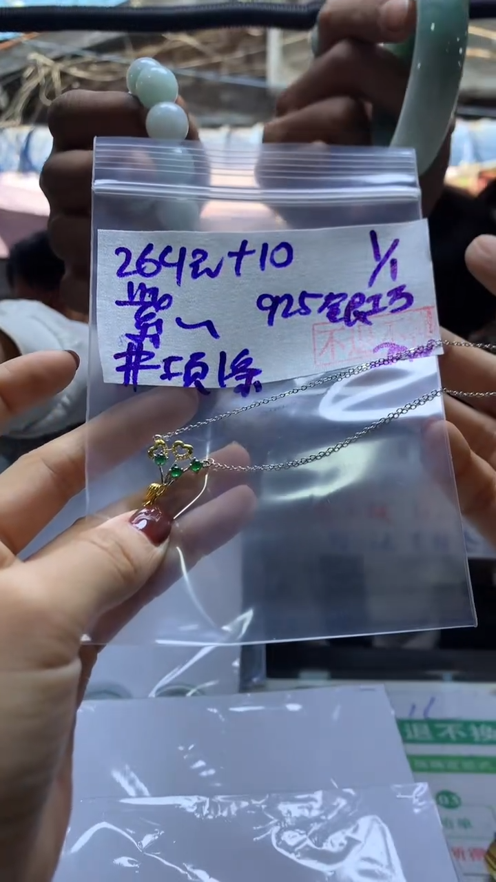 【闪购商品】定制翡翠银S925镶嵌项链*274元 不退不换