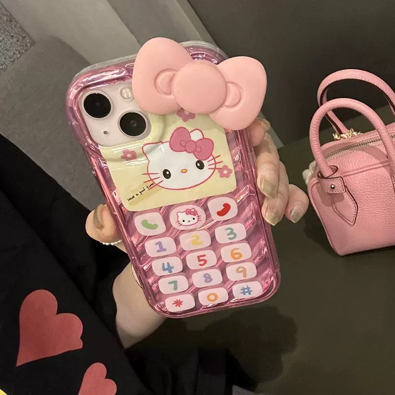 ins日韩粉蝴蝶结凯蒂猫适用苹果14手机壳iPhone13promax少女11/12