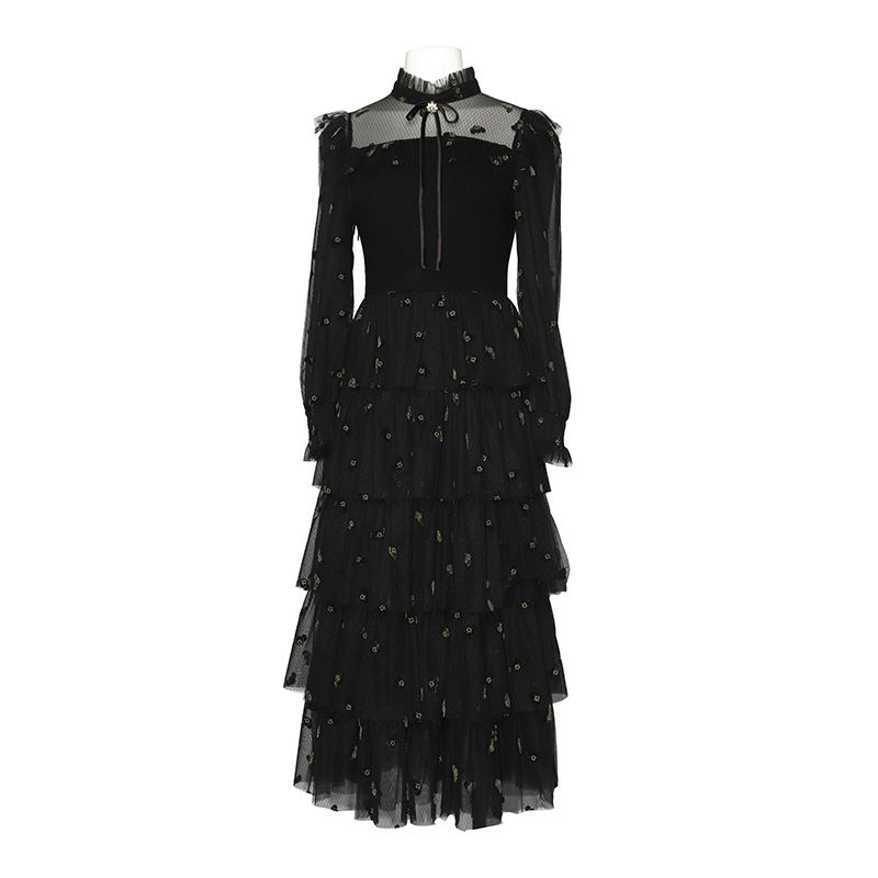 【媛媛女王专享】商场同款新品植绒连衣裙N1911B24022