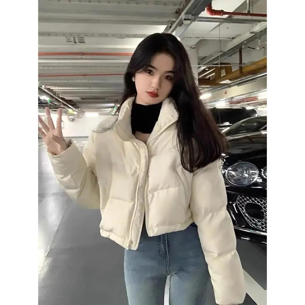 小个子韩系白色短款立领羽服女冬季2023年新款衣外套厚潮百搭休闲
