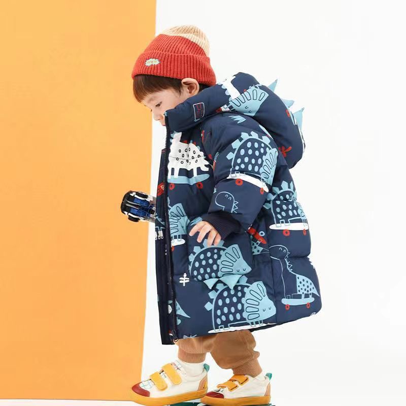 新品儿童男童羽绒服中长款2023冬季新款男宝宝洋气中小童0107
