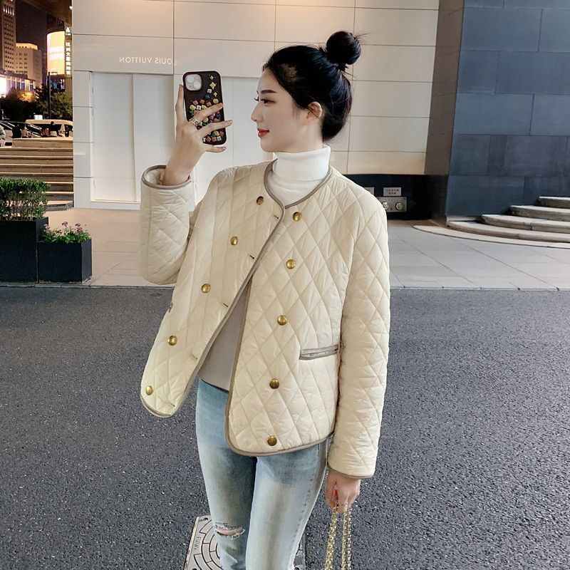 羽绒服2023新款正品爆款菱格小香风撞色轻薄款外套女士女款