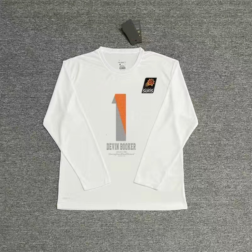 太阳杜兰特长袖训练服保罗布克投篮训练服速干出场服T恤户外美式