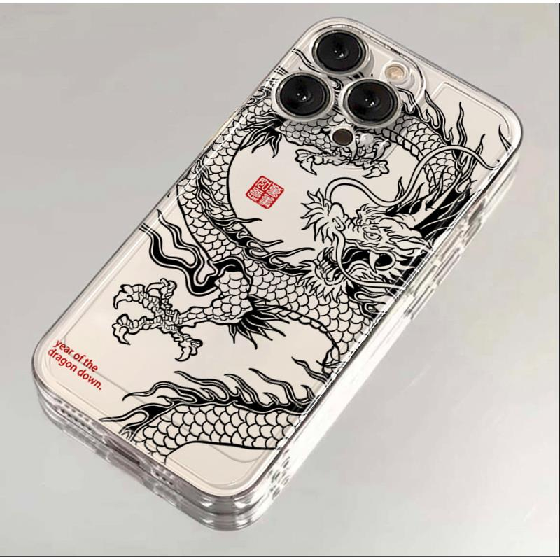 黑色潜龙苹果15手机壳14iPhone13pro/8SE软7plus/xsmax/12/6s