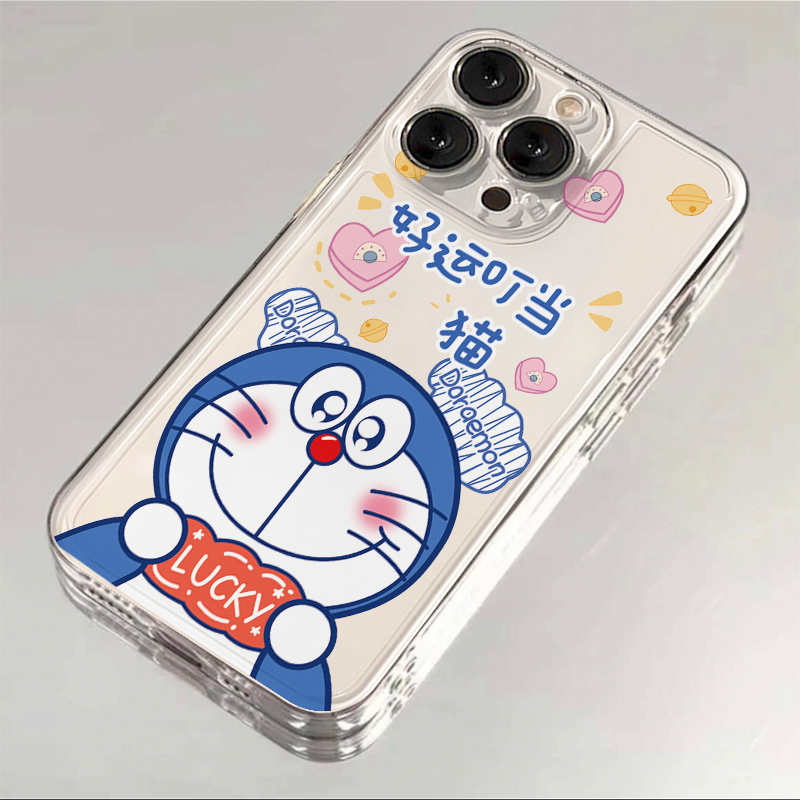好运叮当猫苹果15手机壳iPhone14promax卡通7/8plus创意13/12/x/6