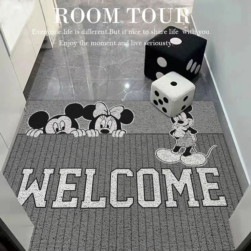 米奇卡通丝圈地垫防滑入户门地毯耐脏蹭土脚垫玄关大门口脚垫