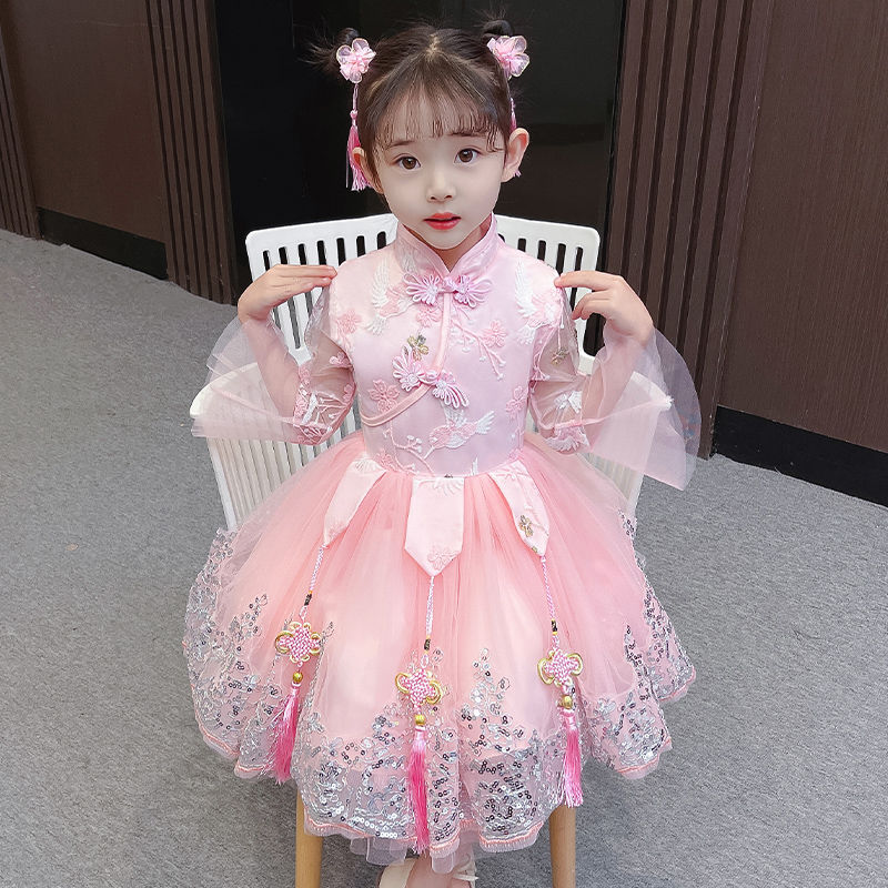 女童连衣裙春秋新款儿童裙子洋气女孩中国风改良汉服旗袍春款