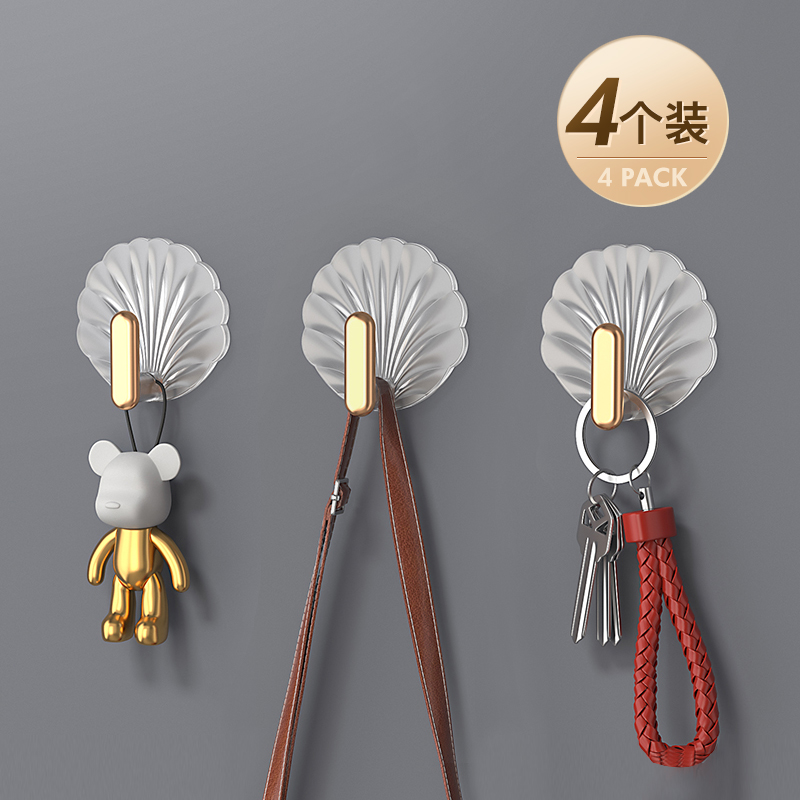 贝壳透明挂钩强力粘胶免打孔卫生间浴室墙壁墙上门后轻奢无痕粘钩