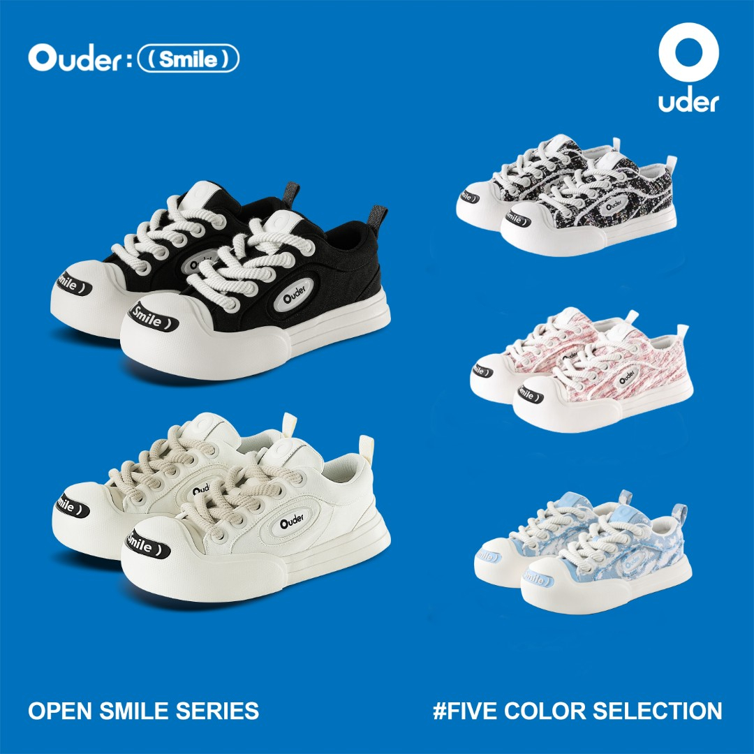 Ouder smiler开口笑休闲鞋 秋冬新款增高厚底情侣圆头板鞋大头鞋