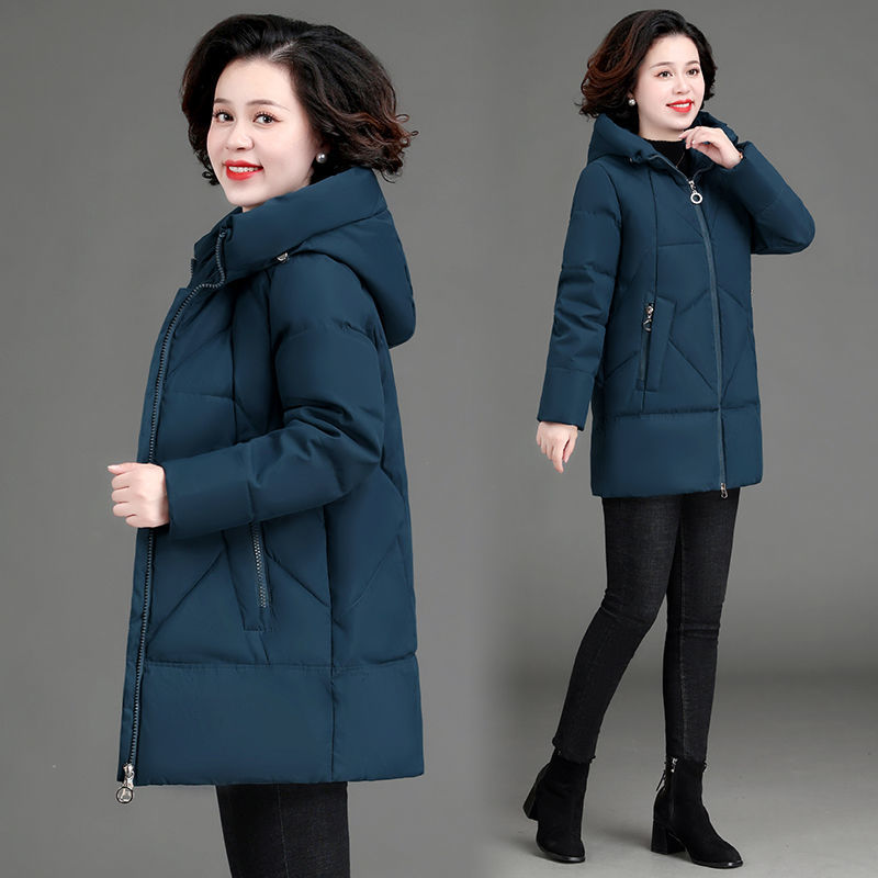 羽绒棉服妈妈冬装棉袄外套2023新款洋气中老年女连帽加厚减龄棉衣