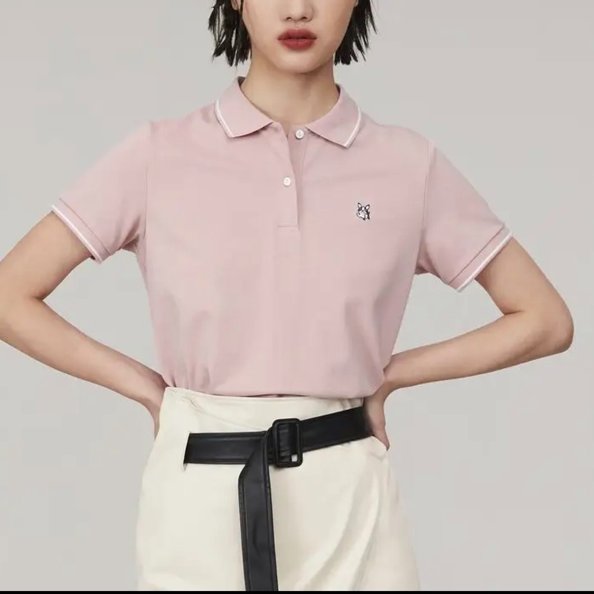 女士微弹POLO衫短袖上衣H7551夏季百搭时尚女装