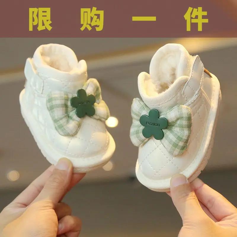 巴拉巴拉女宝宝雪地靴冬季爆款加绒短靴婴儿女童软底学步鞋子小童