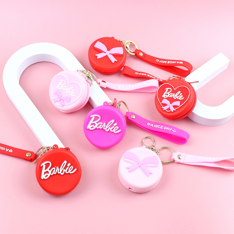 12.20现货芭比爱心钥匙扣零钱包儿童硅胶可爱卡通收纳小包包一个