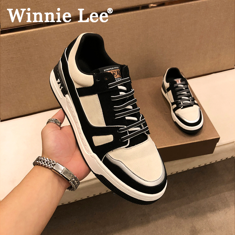 Winnie Lee新款轻奢男鞋高级质感休闲板鞋男时尚百搭高端撞色潮鞋