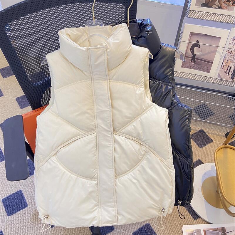 【80-200斤】新款亮面棉服马甲女秋冬韩版宽松马夹坎肩背心外套休