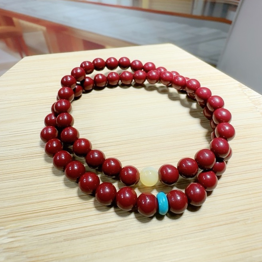含辰砂工艺品朱砂6mm两圈手链