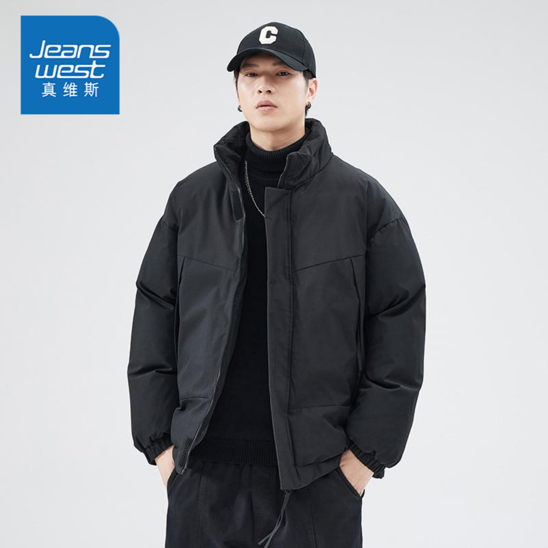 真维斯立领棉服男款休闲潮牌宽松加厚保暖冬季运动短款百搭棉袄男