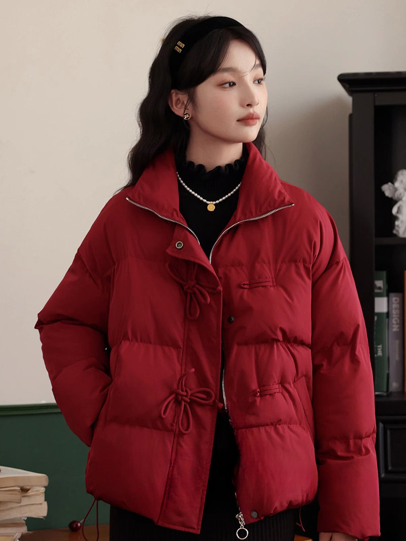 羽绒服保暖女装服服鹿向南《北城有雪》红色中国结服外套秋冬时尚