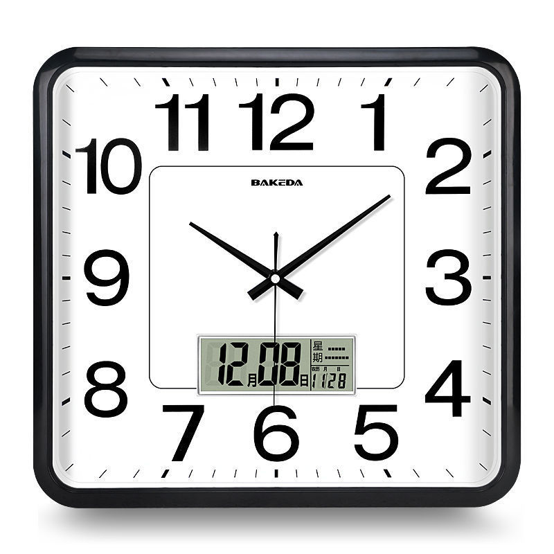 时钟挂墙家用客厅大挂钟方形日历石英钟创意钟表现代简约时尚钟表