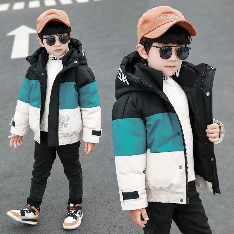 巴拉男童棉衣2023新款洋气冬季童装中大儿童连帽保暖外套冬装服