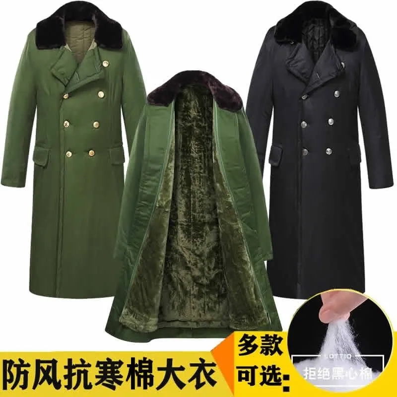 军大衣男款爆款2023新款男冬季冷库防寒服绿棉袄少帅服军阀大衣