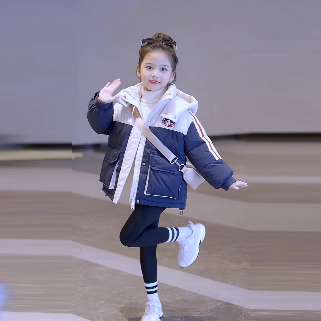 鸭鸭儿童羽绒羽绒服外套韩女童2023中大童冬装童装加厚保暖羽绒衣