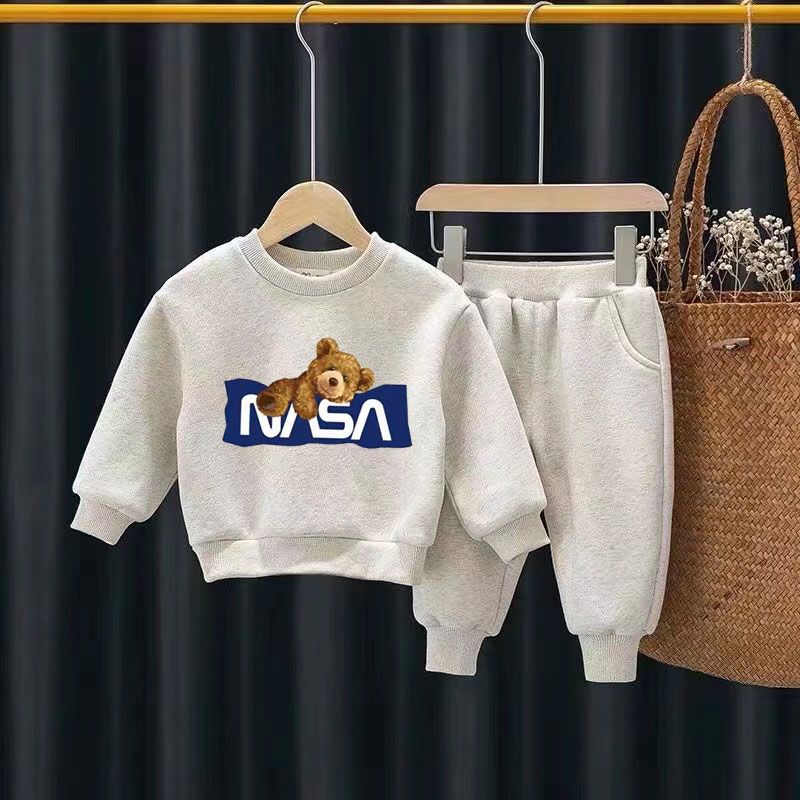 男童冬季加绒加厚套装2022新款儿童装韩系卫衣休闲长裤子两件套潮