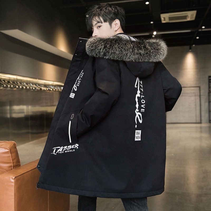 羽绒服男士派克服羽绒棉中长款2023新款加厚保暖冬装潮牌