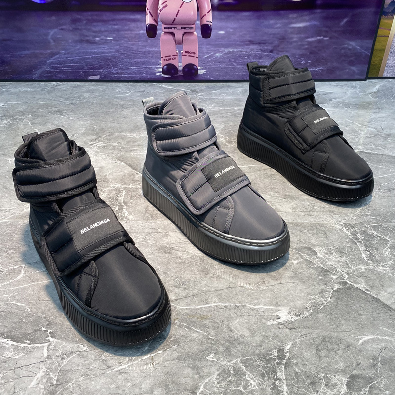 回力瑞高帮男鞋冬季魔术贴棉鞋男防水厚底加绒加厚保暖男士雪地靴